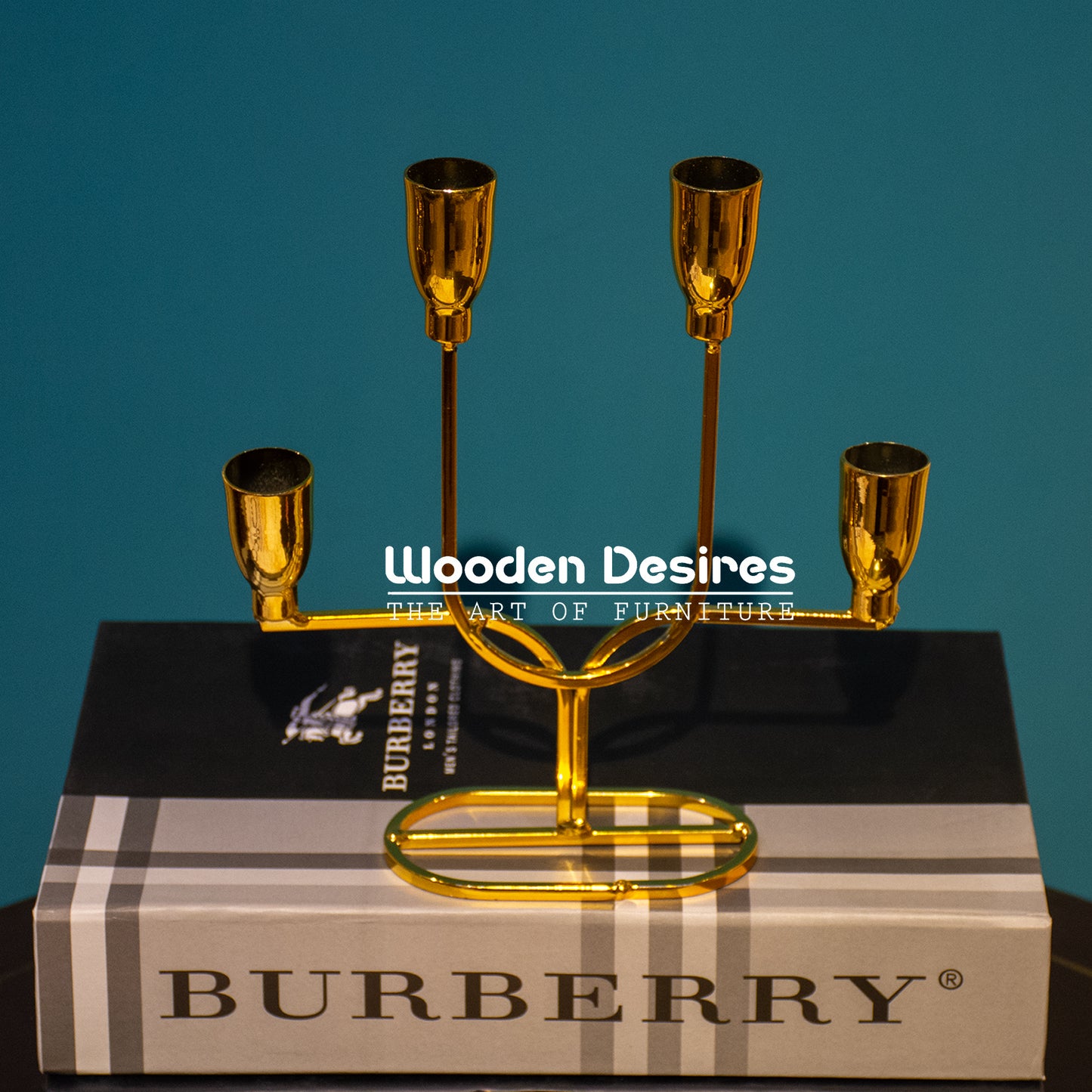 Golden Metal Candle Holder