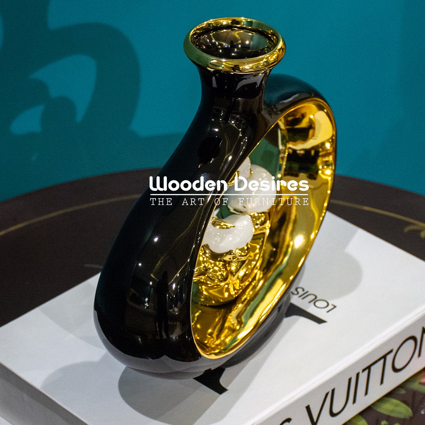 Dolphin-Themed Oval Ceramic Vase Decor