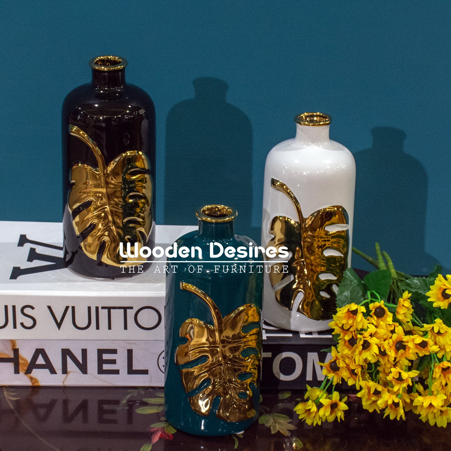 Decorative Gold Leaf Ceramic Vase