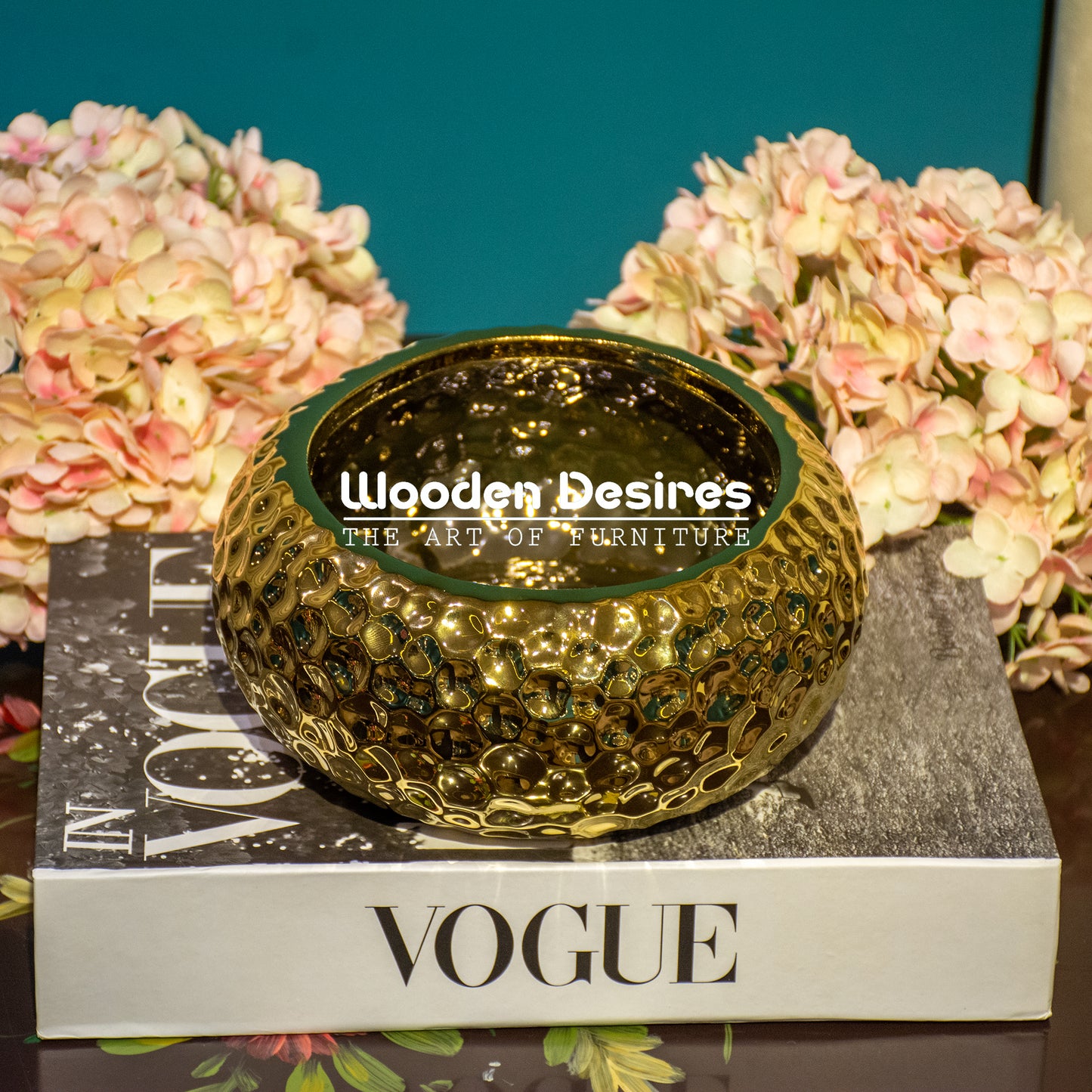 Golden Textured Bowl Vase