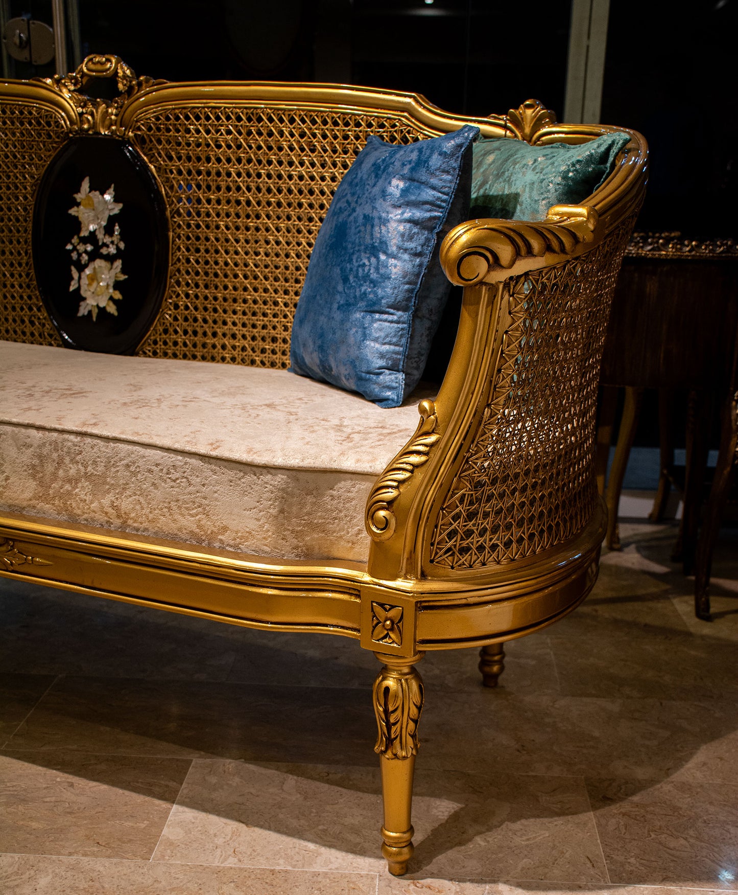 Mother of Pearl Cane Sofa