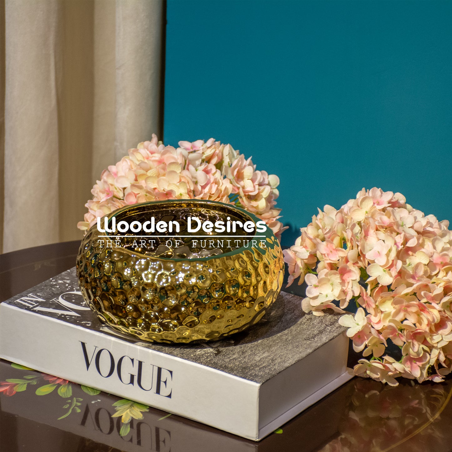 Golden Textured Bowl Vase