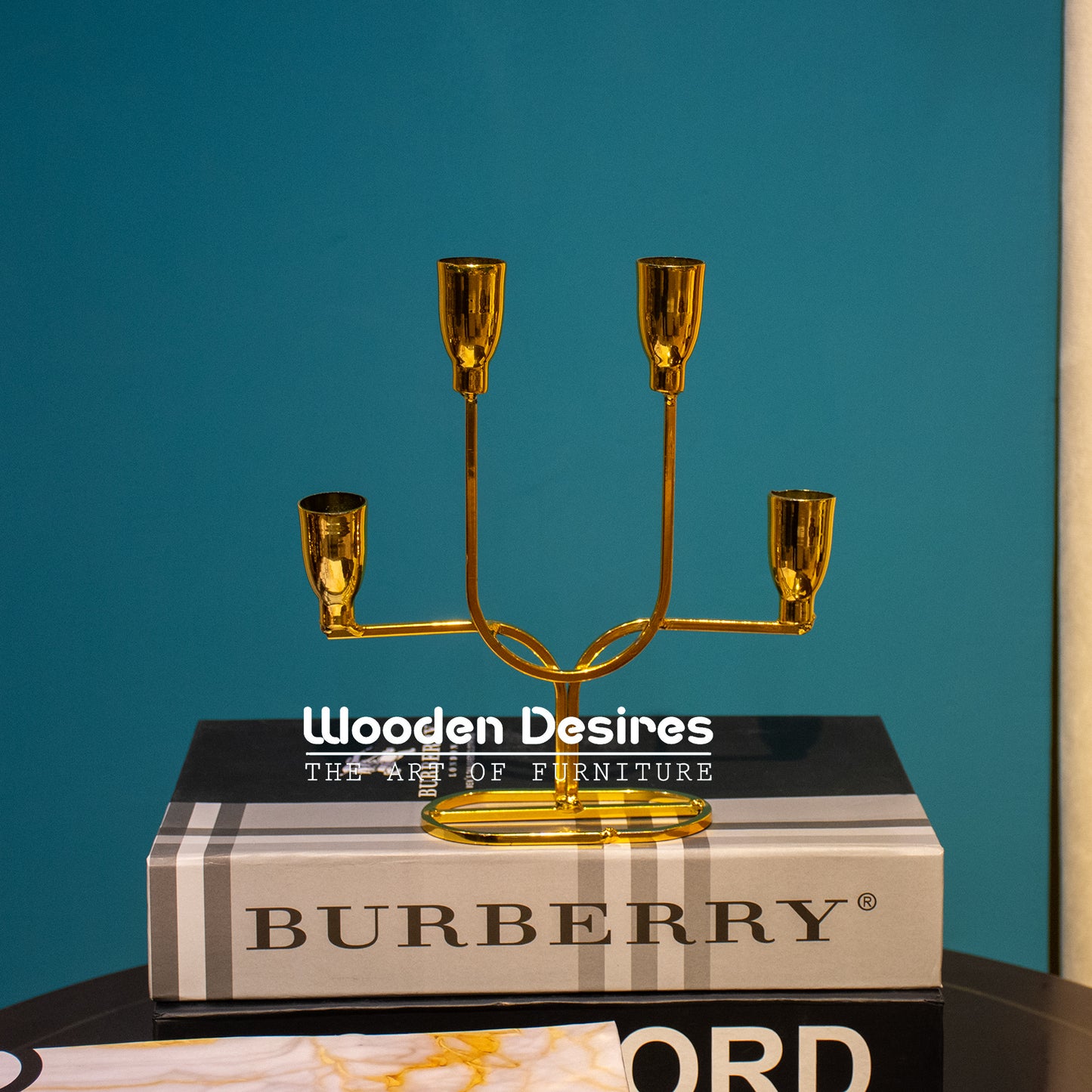 Golden Metal Candle Holder