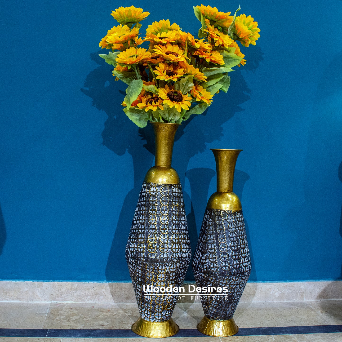 Luxury Metal Floor Vase Pair