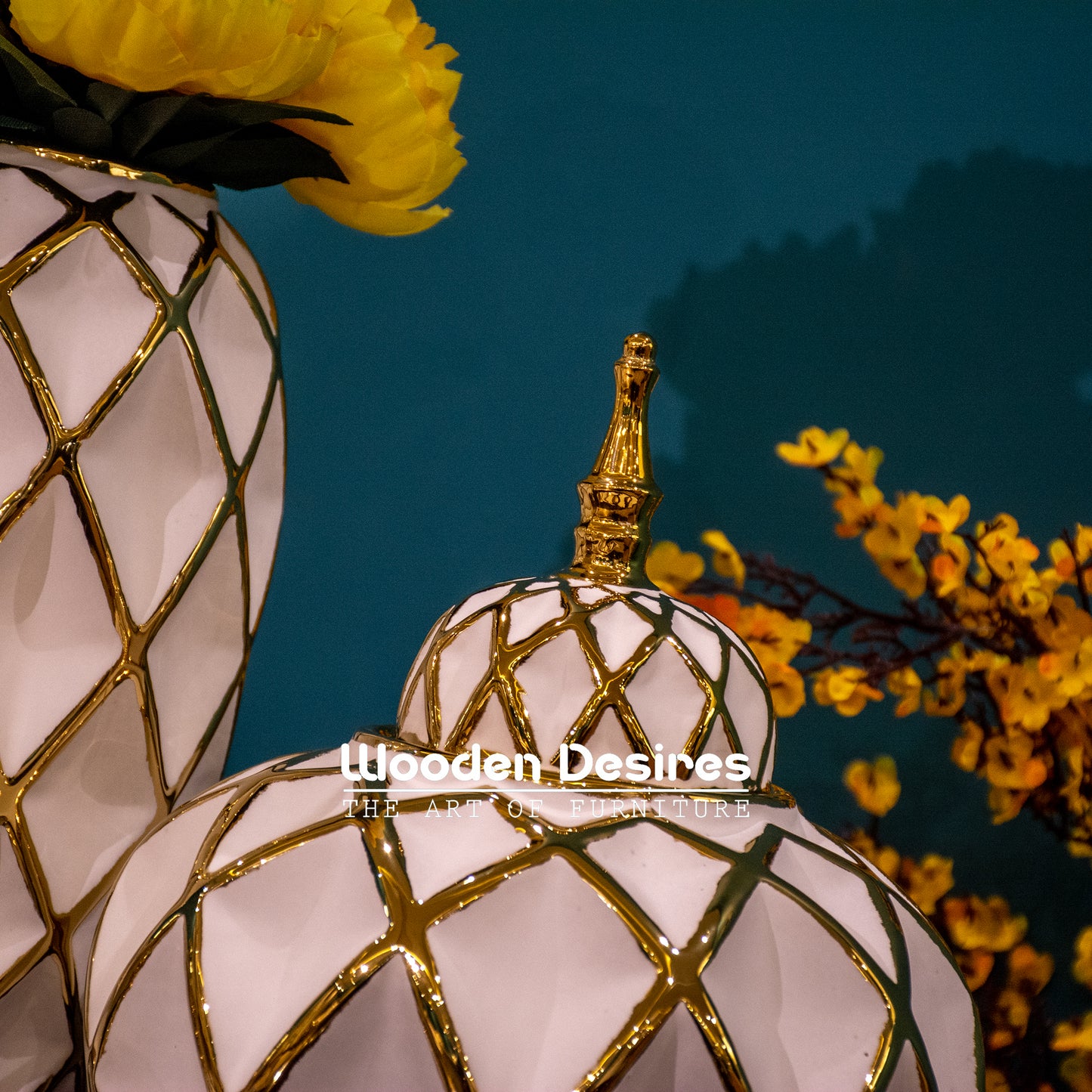 Sculpted Diamond Ceramic Jar Set
