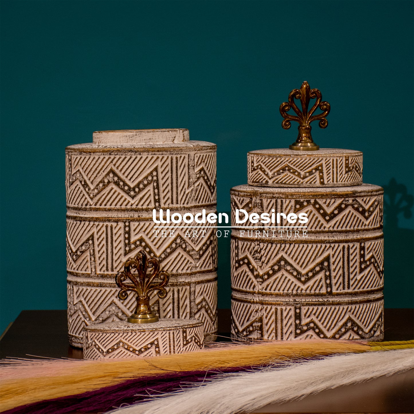 Vintage Tribal Pattern Ceramic Jar Set