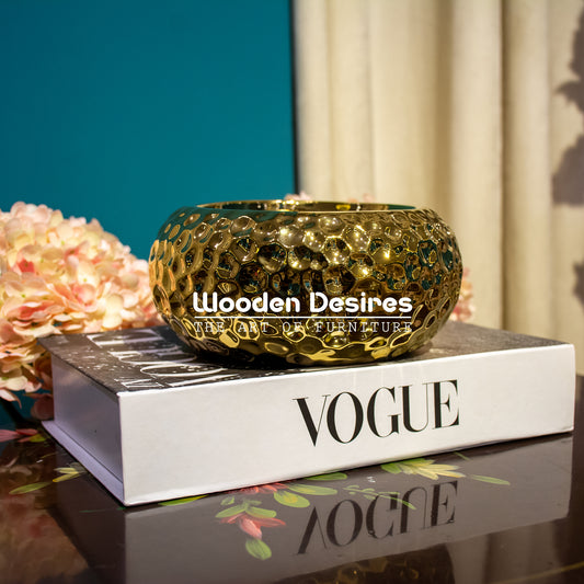 Golden Textured Bowl Vase