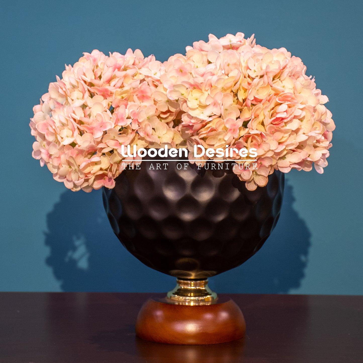 Modern Black Vase with Wooden Stand