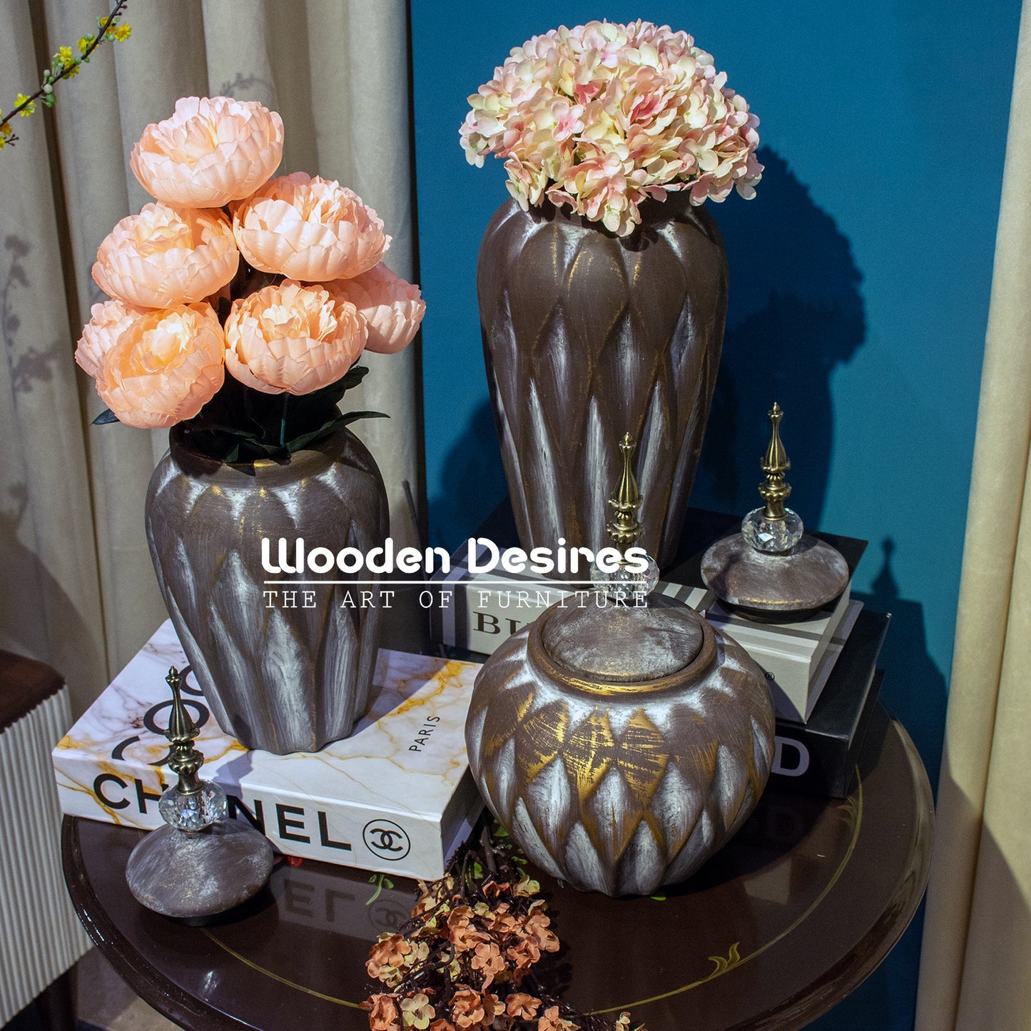 Vintage Diamond-Cut Ceramic Jar Set