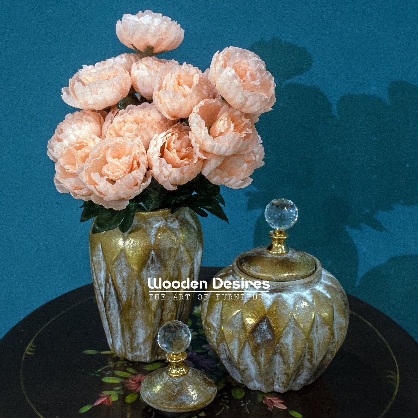 Vintage Diamond-Cut Ceramic Jar Set