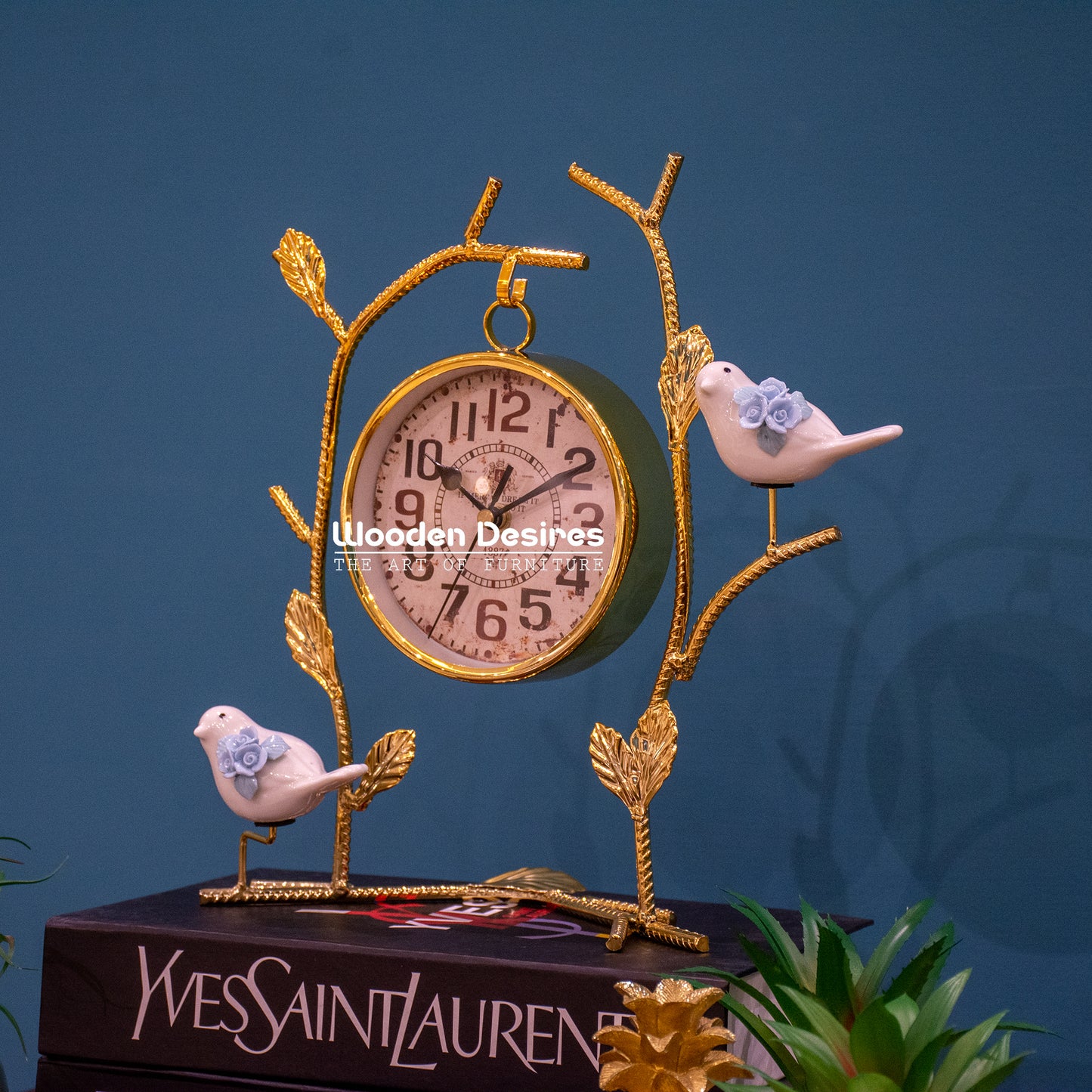 Luxury Table Clock with Birds