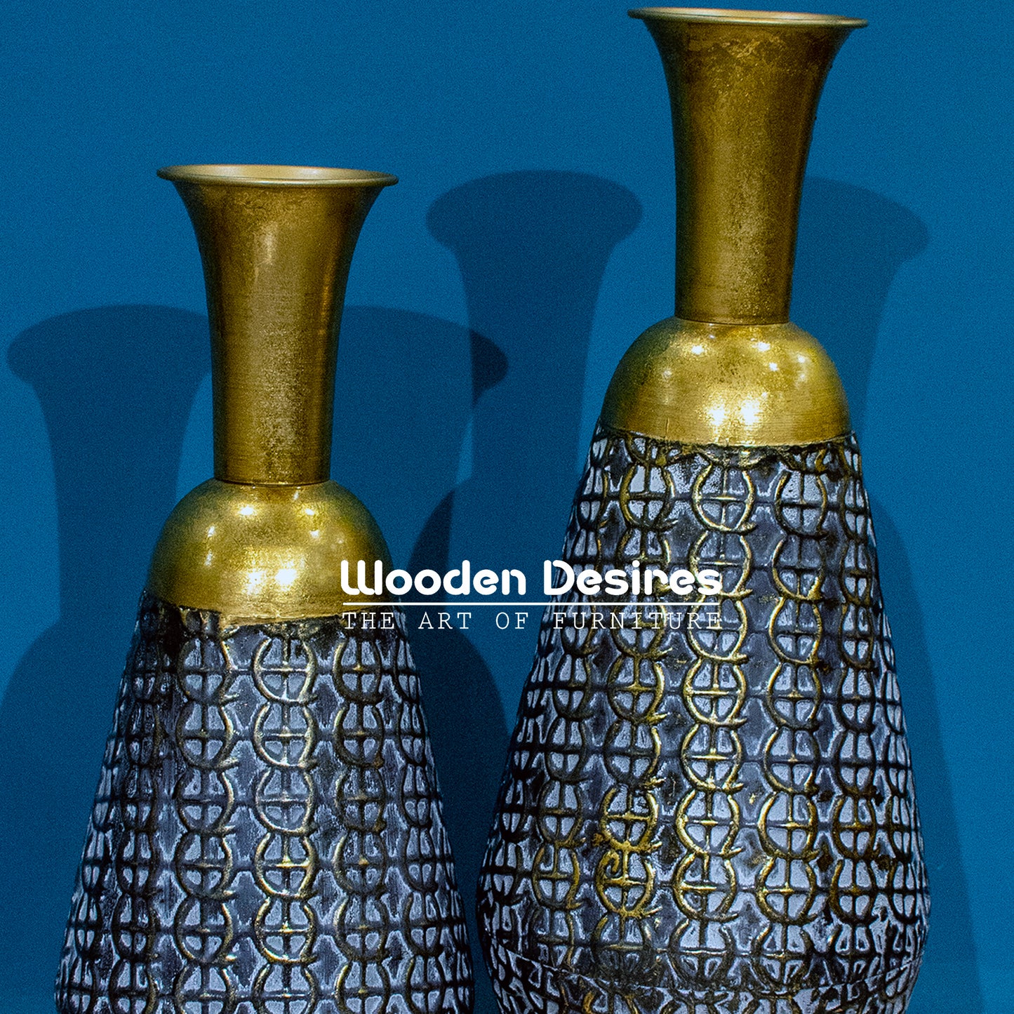 Luxury Metal Floor Vase Pair