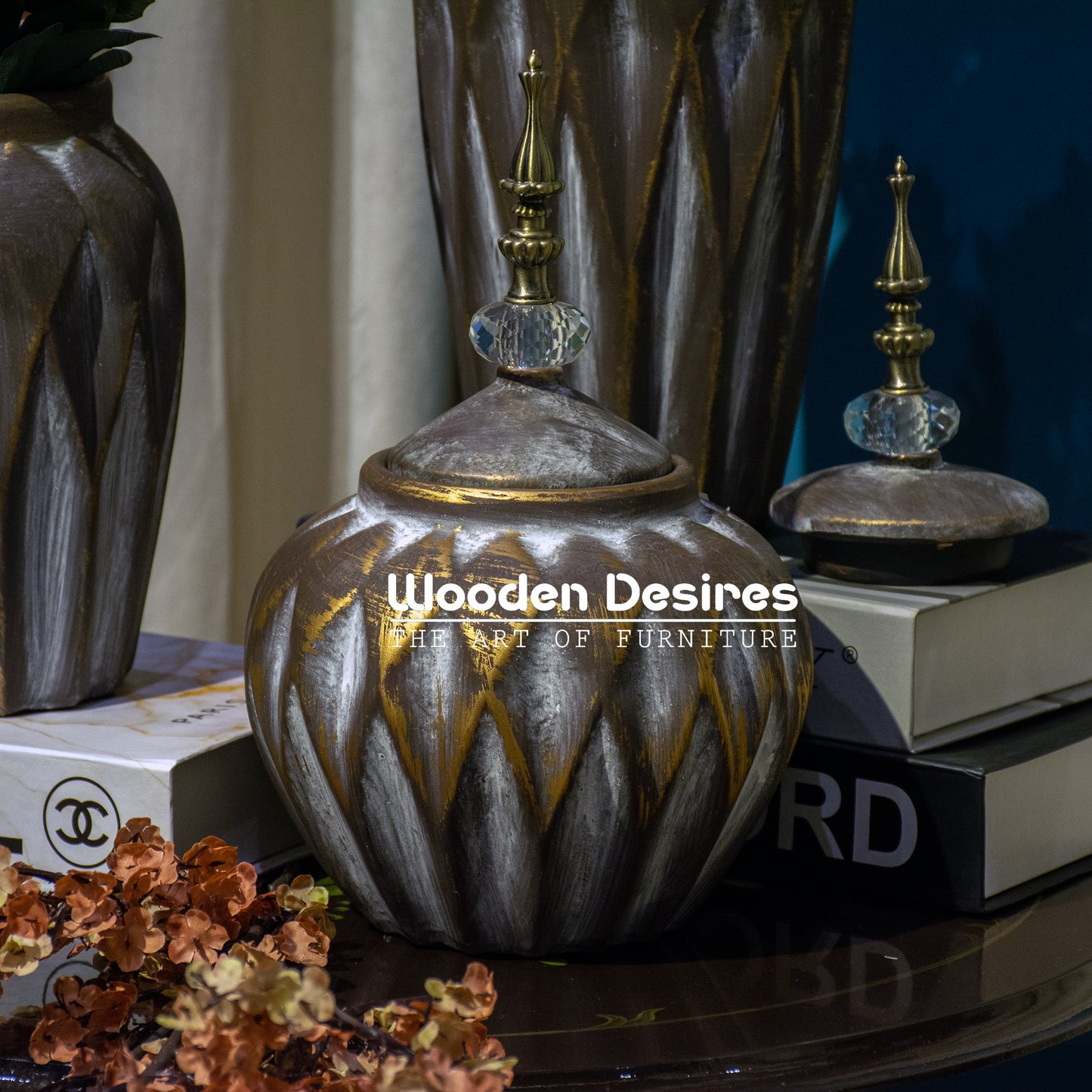 Vintage Diamond-Cut Ceramic Jar Set