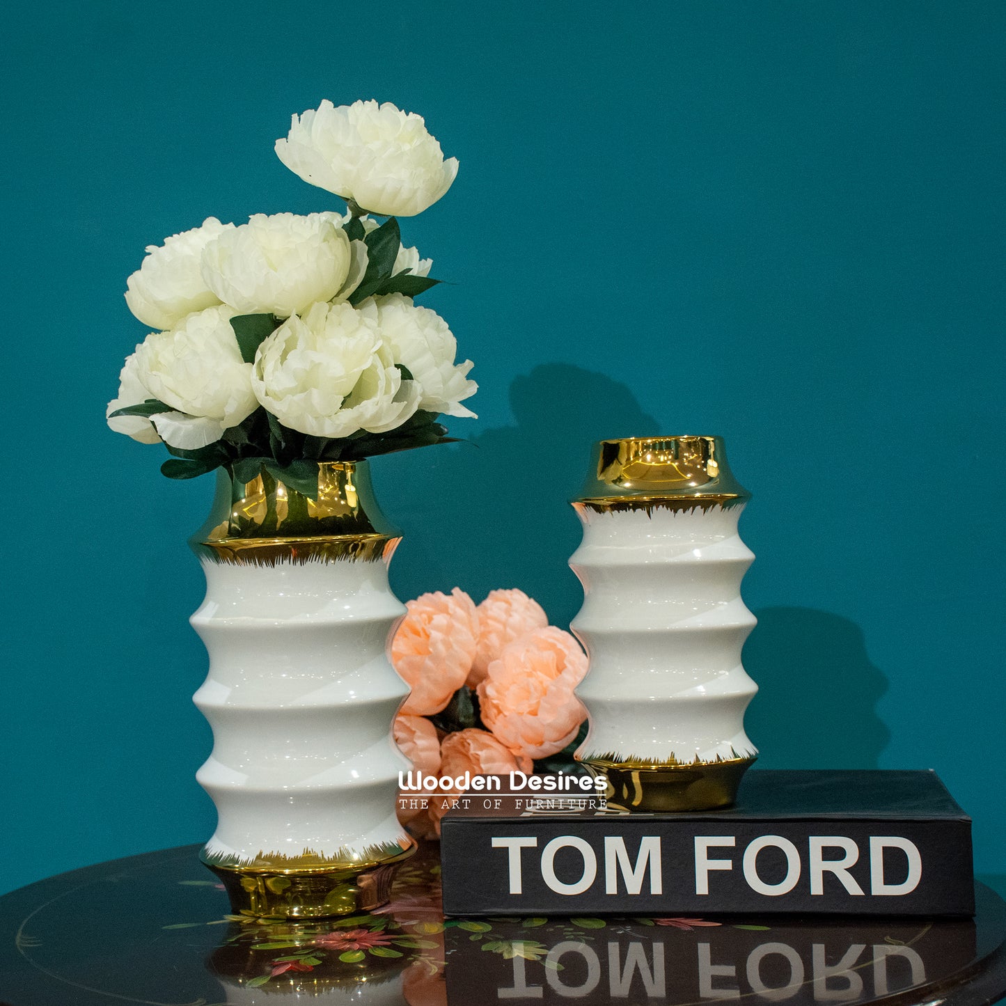 Rippled Gold Accent Vase Set