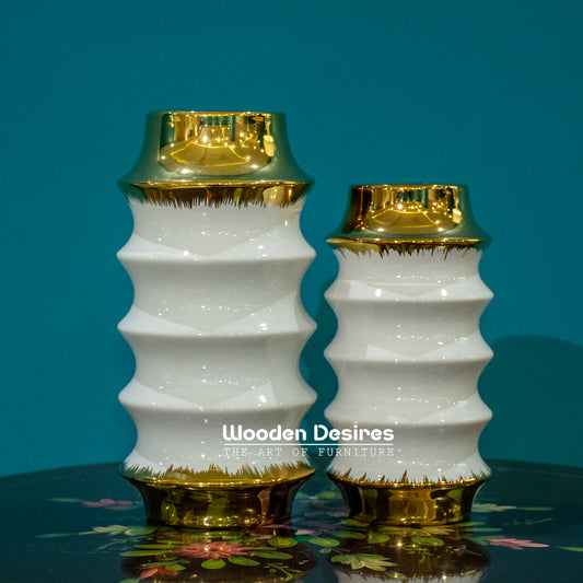 Rippled Gold Accent Vase Set